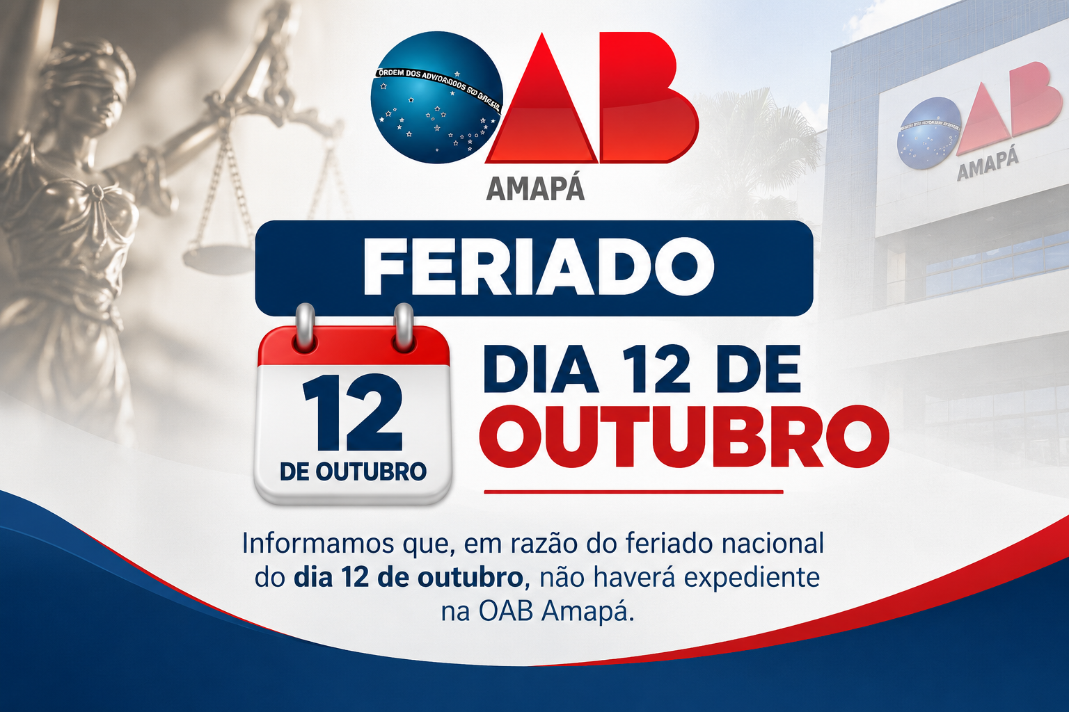 OAB Amapá informa sobre feriado nacional de 12 de outubro